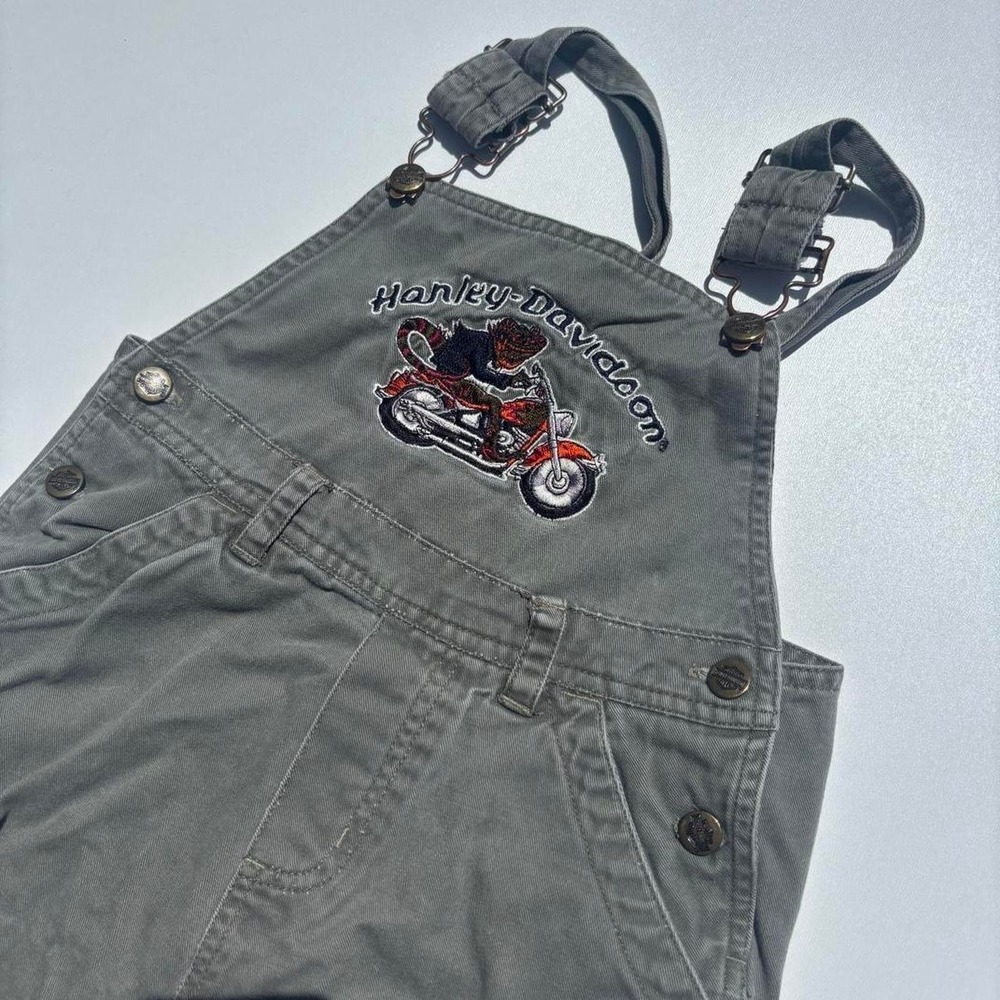 kid's Harley Davidson grey cargo overalls with adjustable straps and pockets - 5